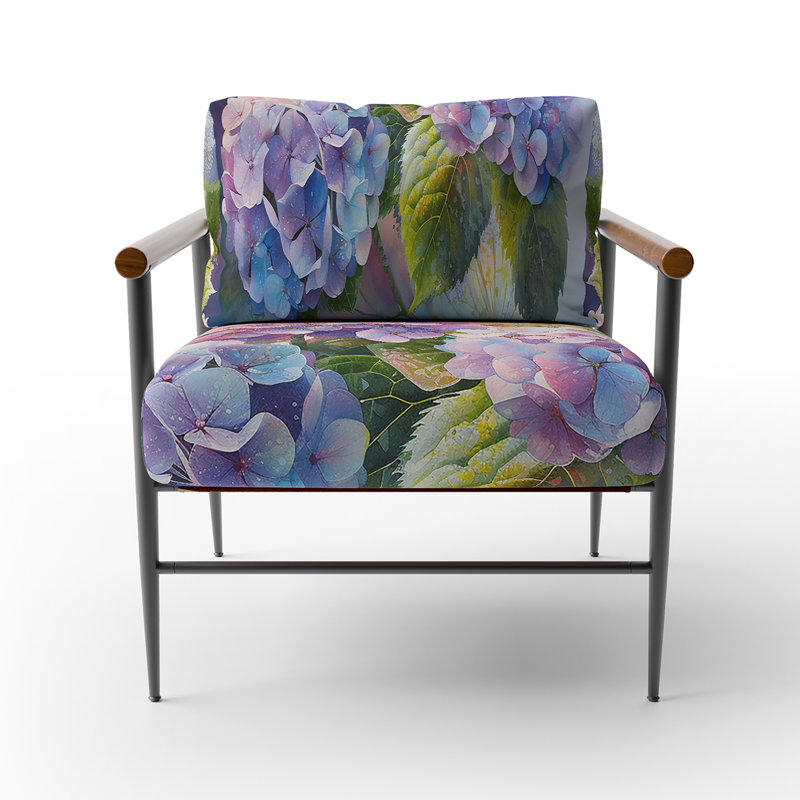 Fauteuil d'appoint rembourré Pink Hydrangea Sunset, Noir