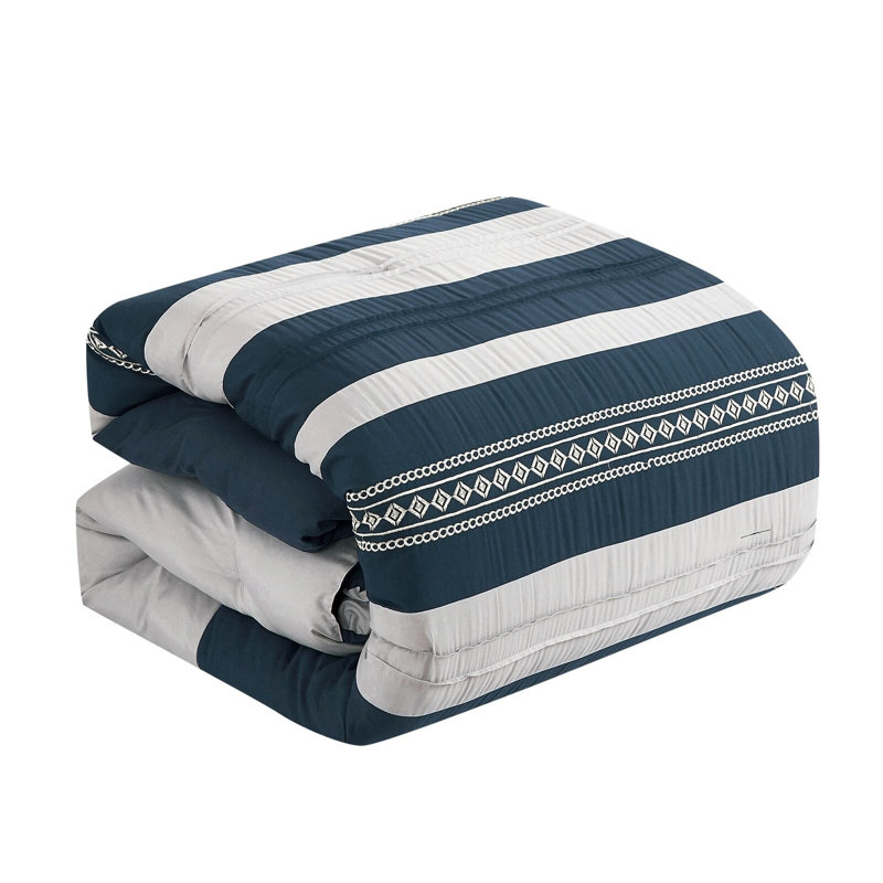 Polyester Striped Comforter, Queen Comforter + 6 Additional Pieces
