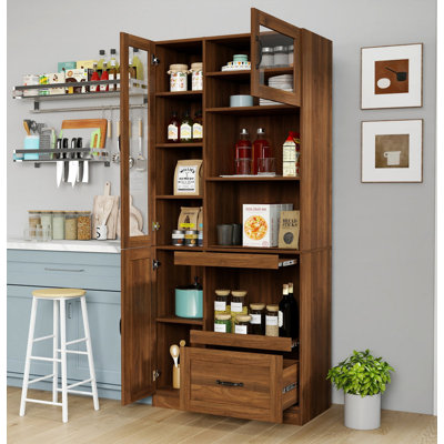 Kitchen Hutch Cabinet Farmhouse Kitchen Hutch Buffet Cabinet with Microwave Stand, Freestanding Buffet Sideboard Coffee Bar Cabinet