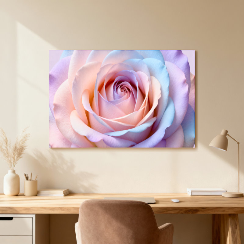 Plants &Flowers Pastel Rose Petal Gradient Art Print, 12" H x 18" W, Wrapped Canvas, Does Not Apply