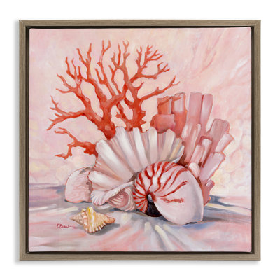 Pink Coral Still Life Framed Floater Canvas Wall Art by Paul Brent