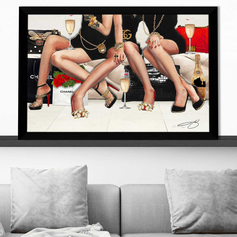 Girl's Night (Horizontal) par By Jodi - impression, Cadre noir, H 27,5 po x l 39,5 po x P 0,75 po