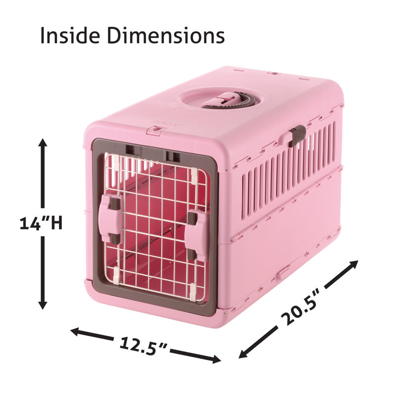 Sac de transport pliable pour animaux avec une porte, Rose, Petit (H 15 po x l 13,5 po x P 22 po)