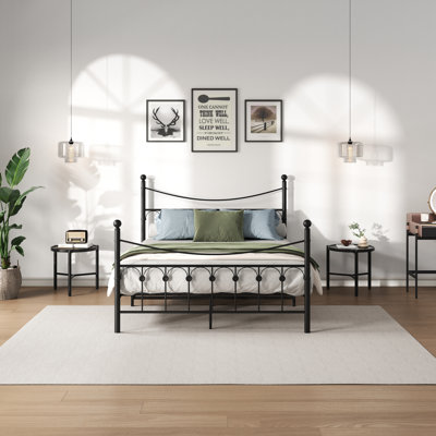 Charlton HomeIndustrial Queen Bed Frame - Solid Black Metal Platform with Steel Slat Support (Wayfair Verified by Charlton Home