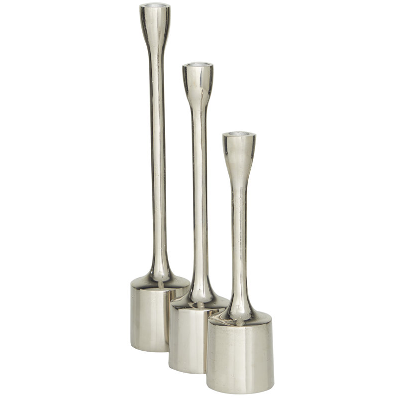 Cosmoliving By Cosmopolitan Contemporary Aluminum Tapered Candle Holder
