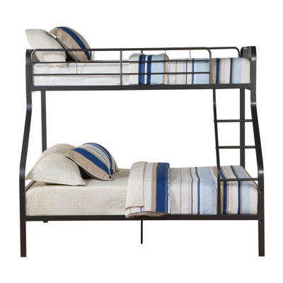 Gunmetal Twin XL/Queen Bunk Bed With Built-In Ladder