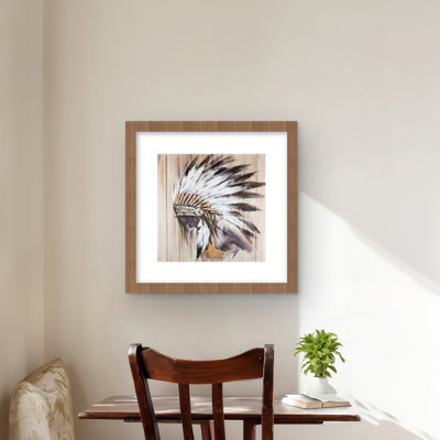 Indian with Feathers - Bedroom Figurative Framed Print Decor