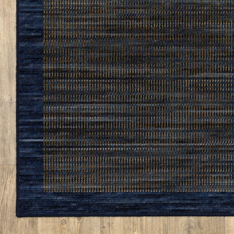 Tapis bleu / brun en laine Weston, Bleu / brun, Rectangle 3 pi 3 po x 5 pi