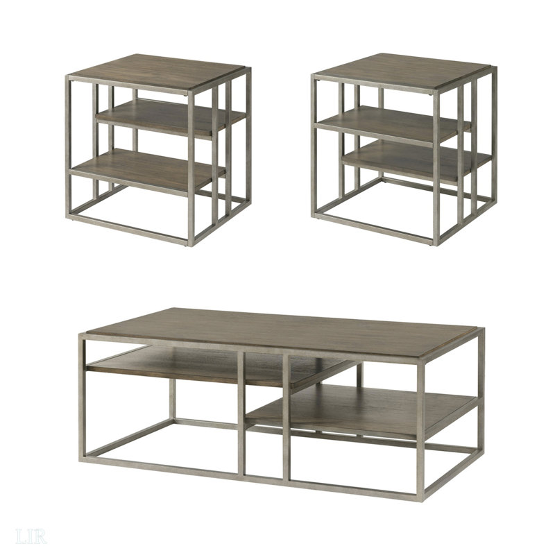 Ensemble de table basse et de table de bout en bois 3 pièces