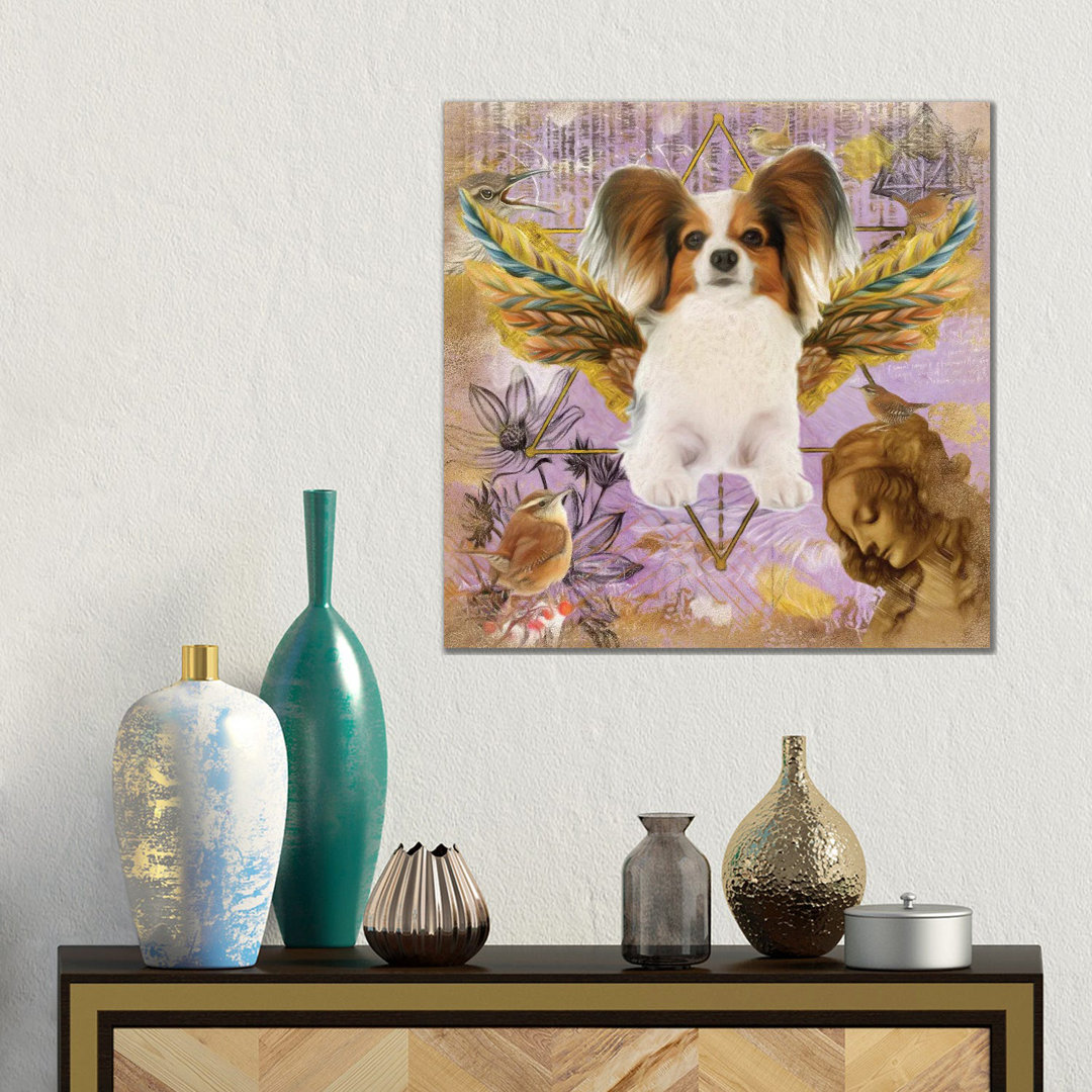 Papillon Hund Engel Da Vinci von Nobility Dogs - Galerie-umwickelte Leinwand Giclée auf Leinwand