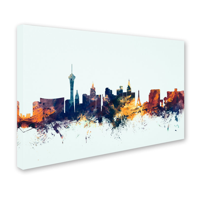 Impression sur toile tendue, "las vegas nevada, bleu de l’horizon, H 22 po x l 32 po x P 2 po