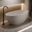 71'' Freestanding Bathtub, Beige Solid Surface, Non - Permeable, To Toiletries And Cosmetics Spacious Interior, Cosmetics, Slow Heat Loss, Smooth Finish