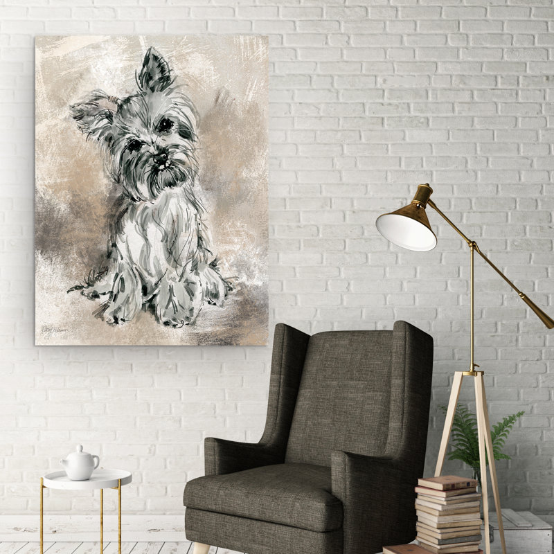 « sketchy study yorkie » par carol robinson, reproduction d’art sur toile tendue, H 24 po x l 32 po x P 1,5 po