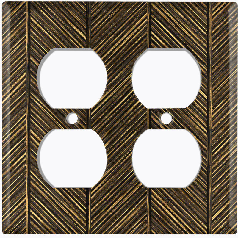 Couvercle de plaque d'interrupteur en métal; Bascule à 3 bandes standard américain - Image imprimée d'un motif en bois antique