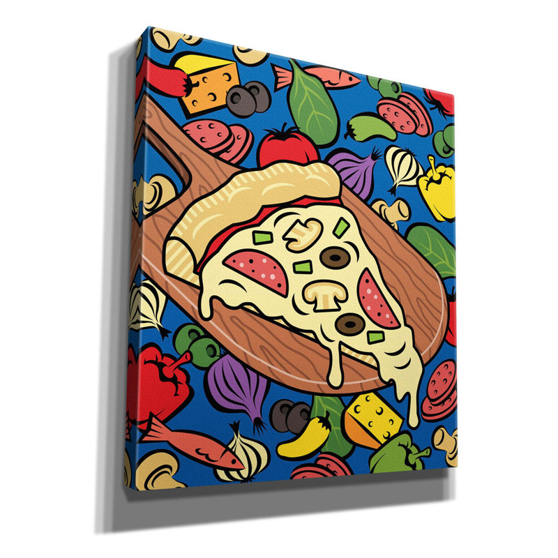 «Pizza Slice With Toppings On Canvas» par Ron Magnes, reproduction, H 30 po x l 26 po x P 1,5 po