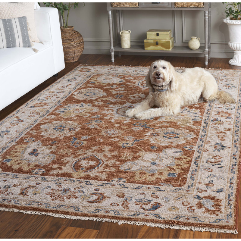 Samarkand 185 Area Rug In Rust / Beige, Rectangle 10' x 14'