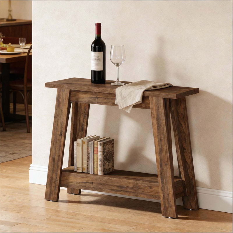 Rustic Console Table,2-Tier Entryway Table,Narrow Sofa Table
