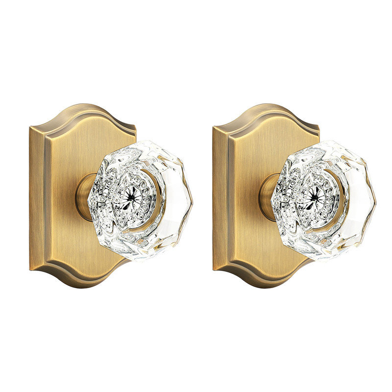 Faux bouton de porte simple Crystal, Laiton antique