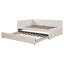  Lit de jour double rembourré en L avec couchette escamotable et ports USB intégrés, beige-411775486