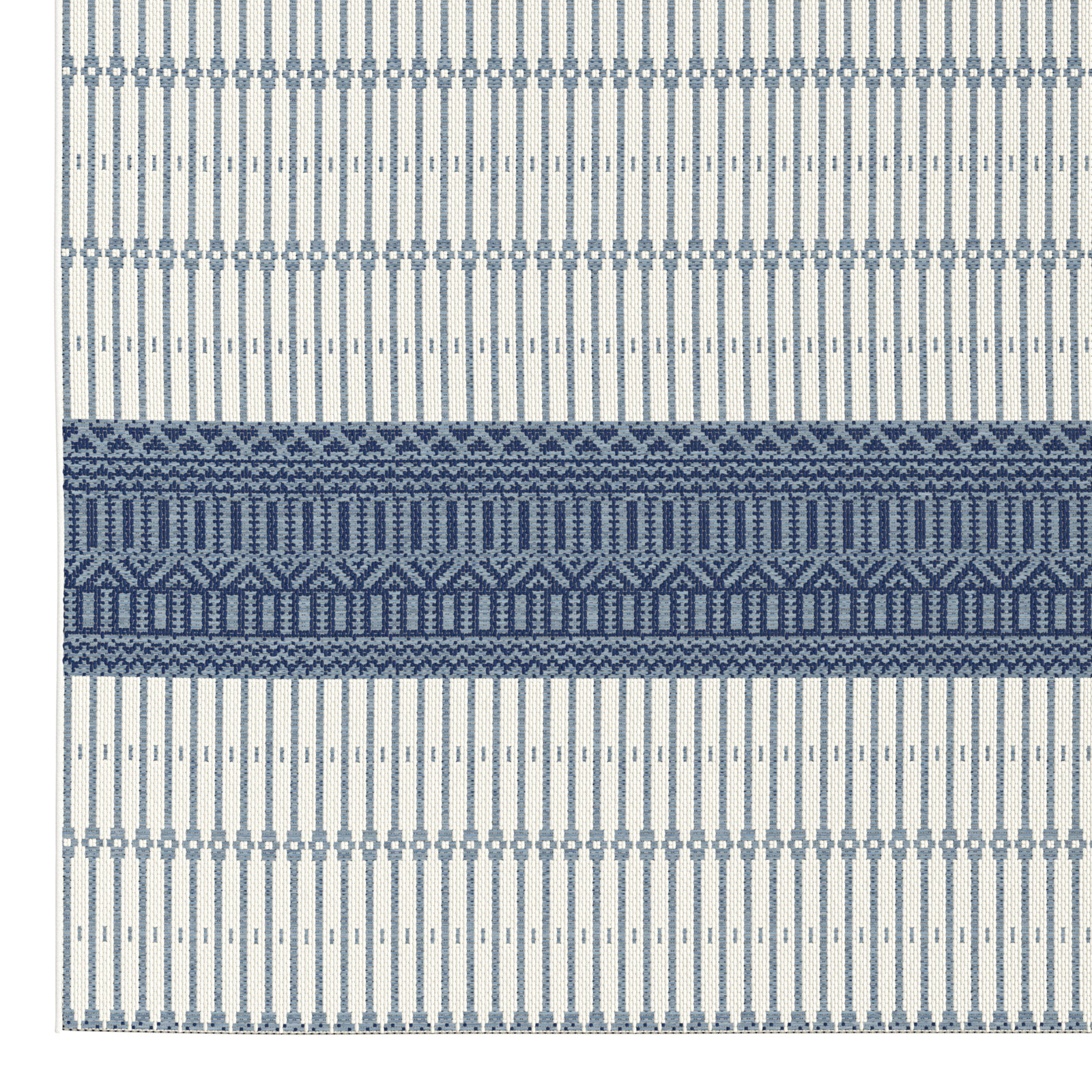 Danforth Blue Beige Striped Indoor Outdoor Rug, Rectangle 5'3" x 7'