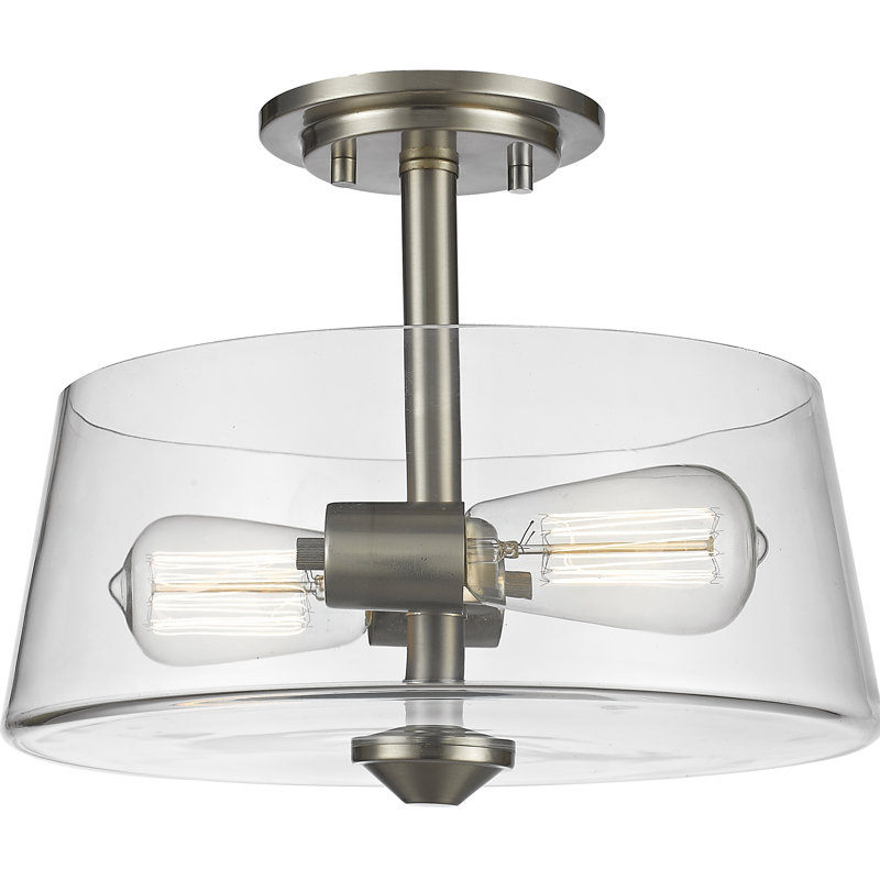Jantz Glass Semi Flush Mount, Brushed Nickel