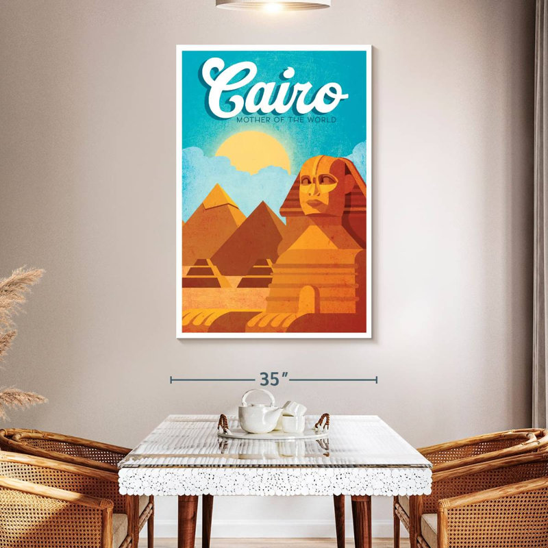 Affiche rétro du Caire, H 51 po x l 34 po
