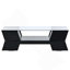 Table basse à plateau en verre de 6 mm avec tablettes ouvertes et armoires-1373273887
