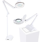 Brightech Lightview 2 In 1 Adjustable Magnifying Dimmer Floor & Desk Lamp, White