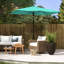 Parasol de patio de 6,5 pi x 10 pi, couche de protection, manivelle et inclinaison réglable, parasol de patio rectangulaire bleu sarcelle, protection, forme d'inclinaison simple,