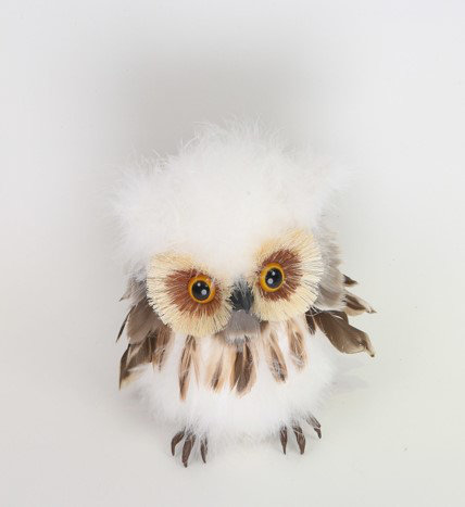 Woodland Feathery Owl Christmas Tabletop Figure - 7"