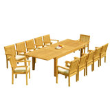 Caranas Outdoor 13 - Piece Teak Dining Set