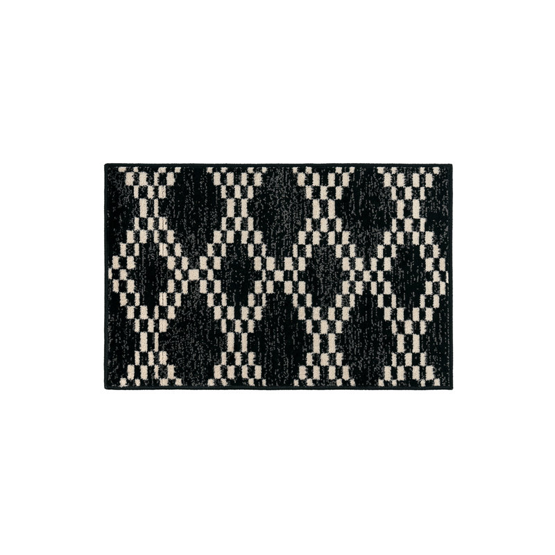 Tapis noir et blanc Modern Modern, Rectangle 2 pi 2 po x 4 pi