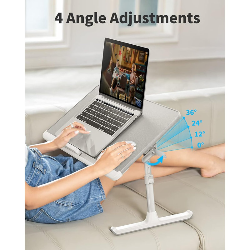Plateau de table pour ordinateur portable, plateau de lit réglable en cuir pour ordinateur ...