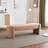 Elegant and simple long-shaped ottoman bench, minimalist design for living room or bedroom, beige
