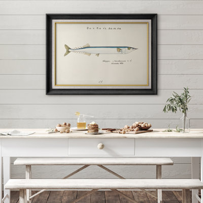 Œuvre nautique rétro de poisson skipper, photos de salon côtier, art mural impression sur toile giclée.