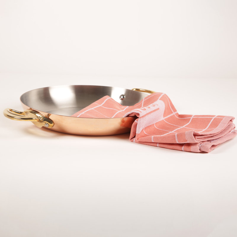 Mauviel M'Heritage 150 B Copper Round Pan With Brass Handles Set, 7.9-In