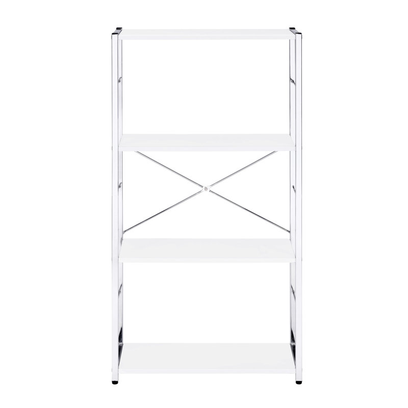 And Chrome 4-Tier Rectangular Bookshelf, White/Silver