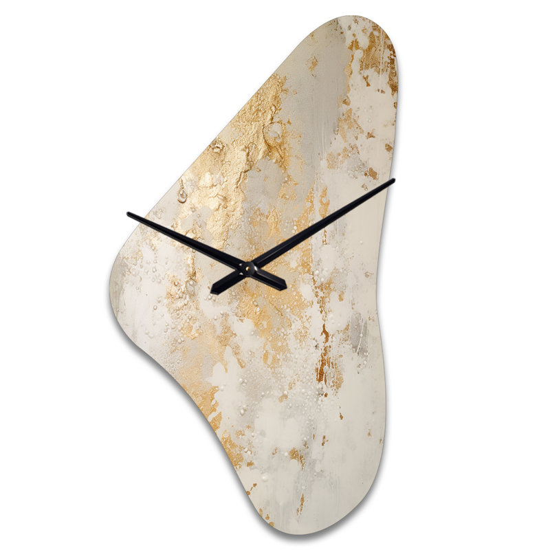 Iniyah - Boomerang Shape Decorative Beige Abstract Wall Clock, Medium