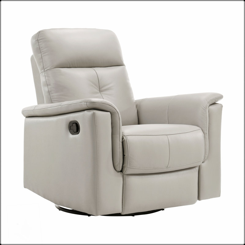 Fauteuil coulissant inclinable et pivotant en cuir argenté pour confort et style modernes, Argent argent