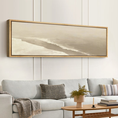 Large Framed Canvas Print Wall Art - Neutral Abstract Beach Landscape Print for Modern Home Decor