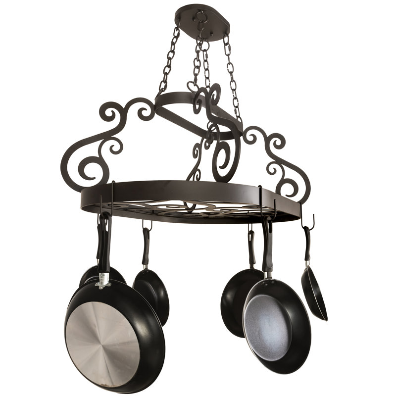 Oil Rubbed Bronze 38" Hanging Pot Rack with Black Finish