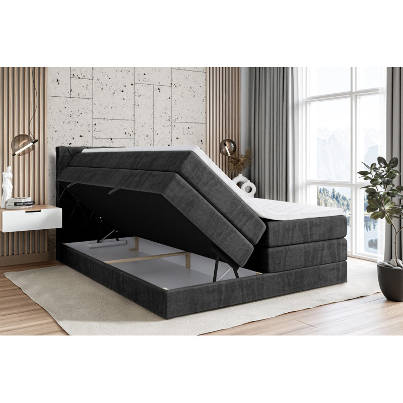 Brusch Pocket Spring Mattress Divan Bed Set, Black, 120cm W x 200cm D