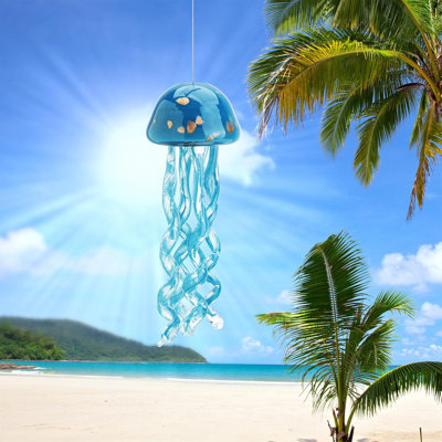 Hand Blown Art Glass Jellyfish Wind Chime