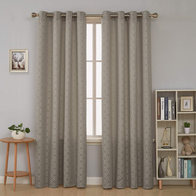 Luxurious Jacquard Morrocan Top Grommet Room Darkening Curtains (Set of 2)