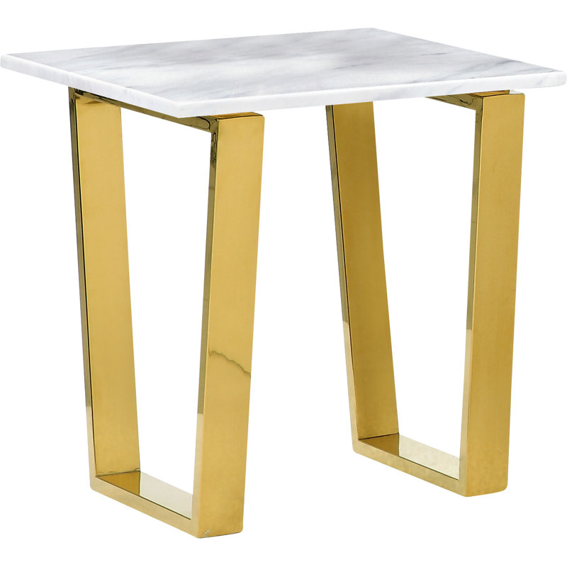 Honeoye Marble Top End Table, Gold