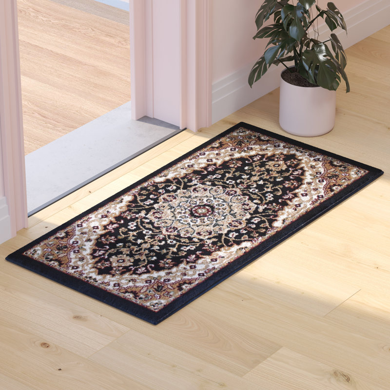 Tapis à motif de médaillon en oléfine Damora, Rectangle 2 pi x 3 pi