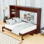 Grand lit escamotable en bois avec compartiments de rangement réglables, tiroir et tablette-1423367677