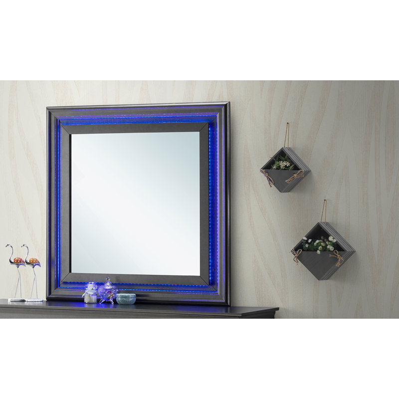 Élégant miroir transitionnel en noir métallique