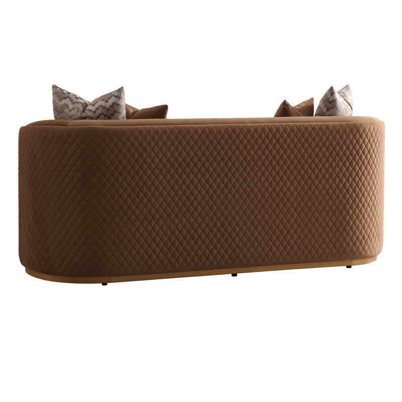 Ariana 83'' Velvet Round Arm Loveseat, 31" H x 83" W x 35" D, Caramel