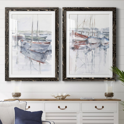 Watercolor Harbor Study I encadré mat - prêt à accrocher